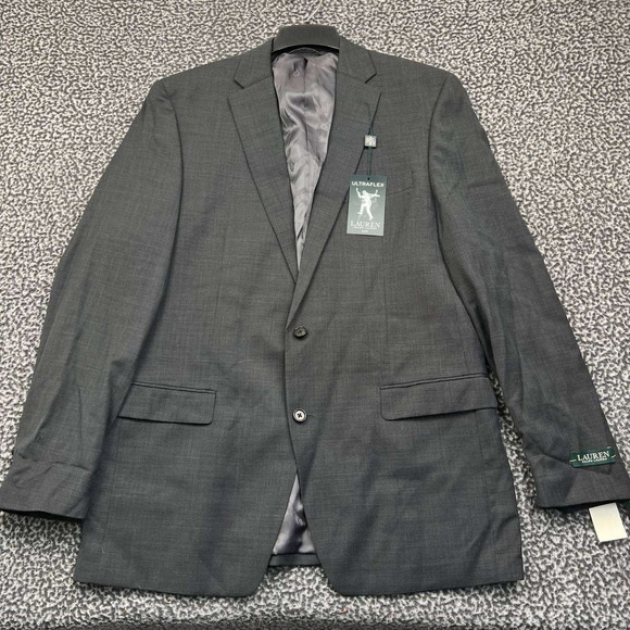 Lauren Ralph Lauren‎ Blazer Men 44XL Gray Two Button Long Sleeve Wool New